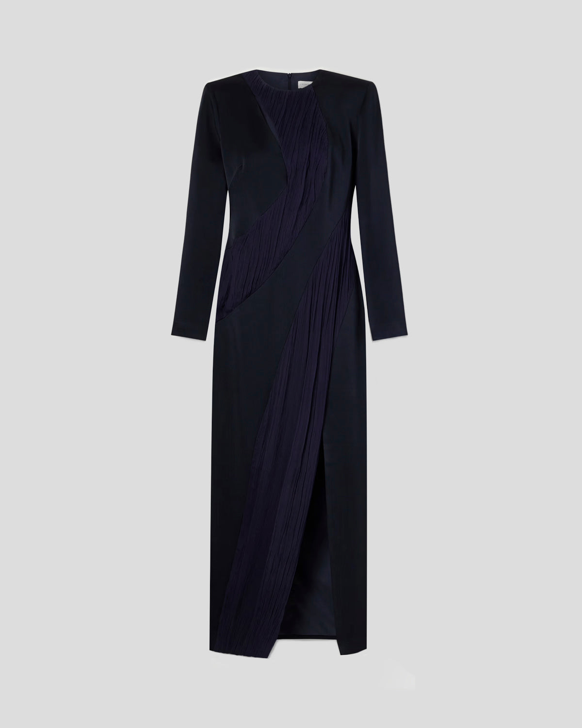 Fontana dress in cady with sculptural silk panels