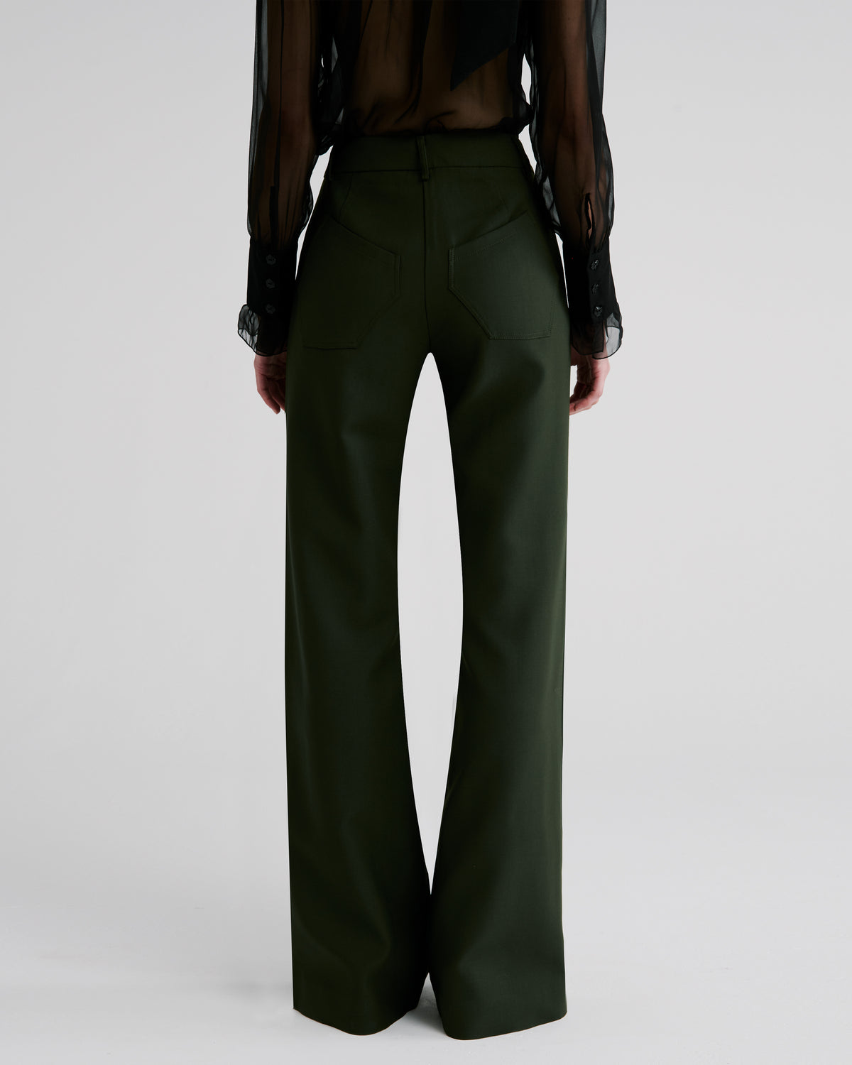 Francis Trousers in green Wool Crepe