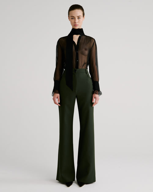 Francis Trousers in green Wool Crepe