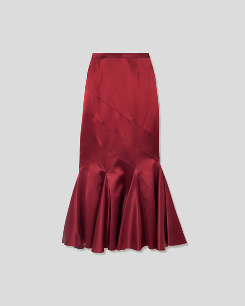 Gentileschi skirt in cady satin with a sculptural hem