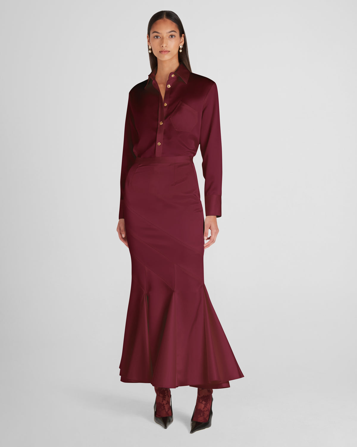 Violi blouse in cady satin with intentional form