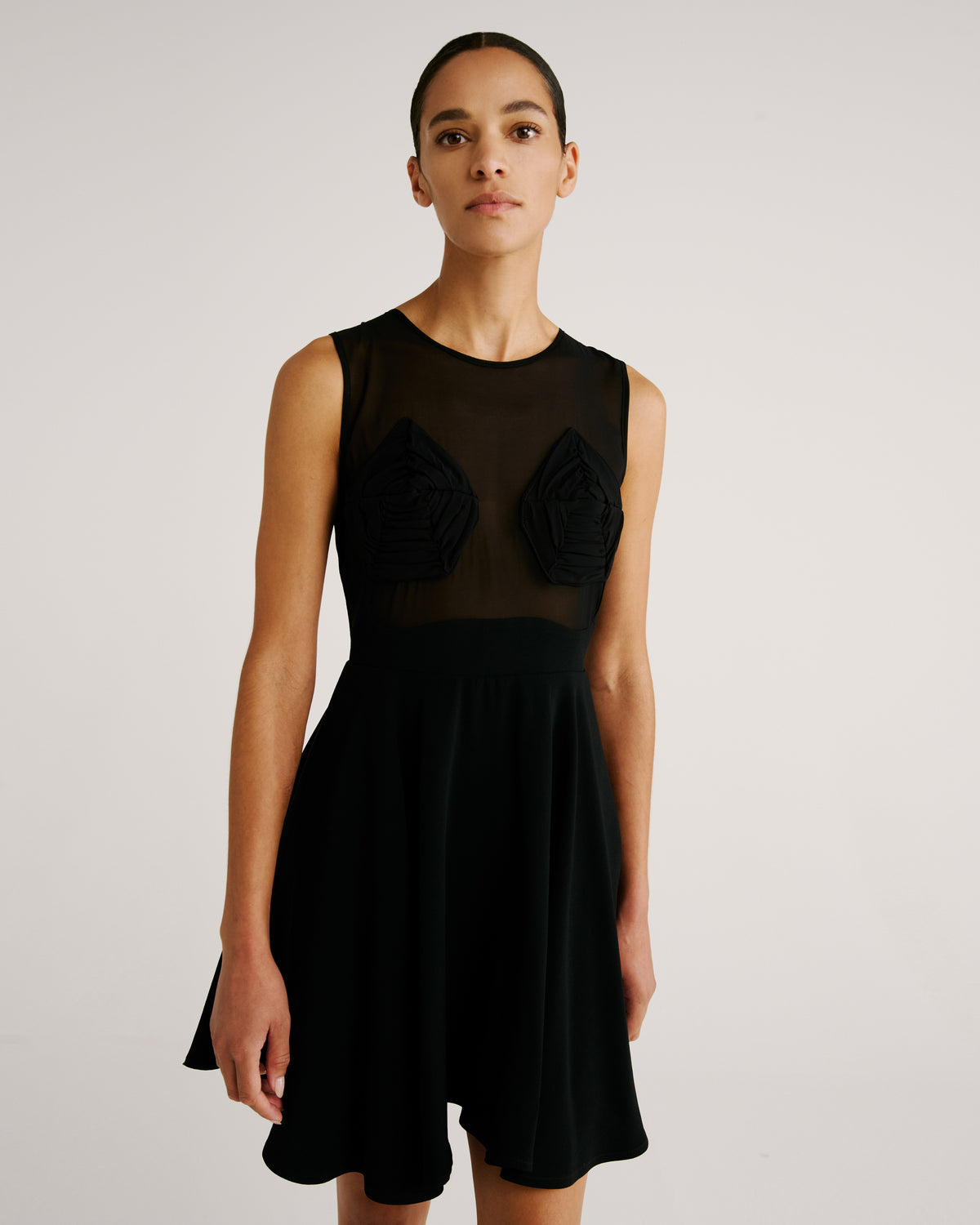 Grosse Dress in black Silk Georgette and Sable Cady