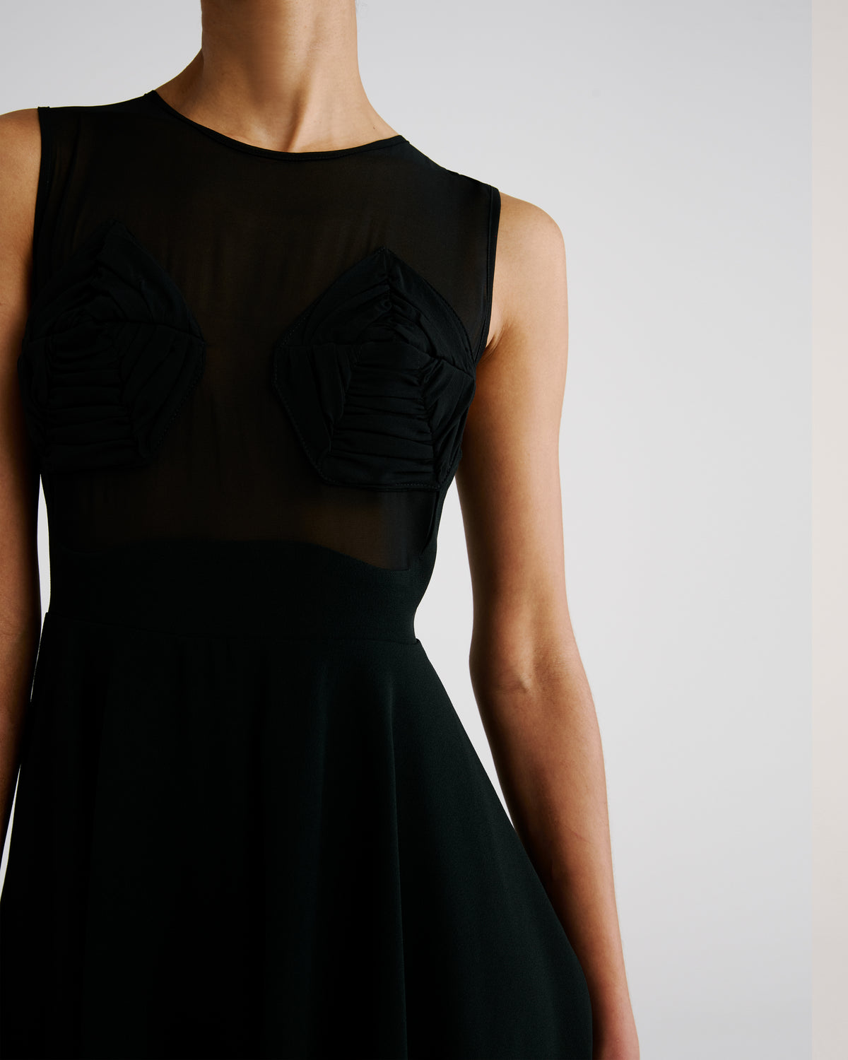 Grosse Dress in black Silk Georgette and Sable Cady