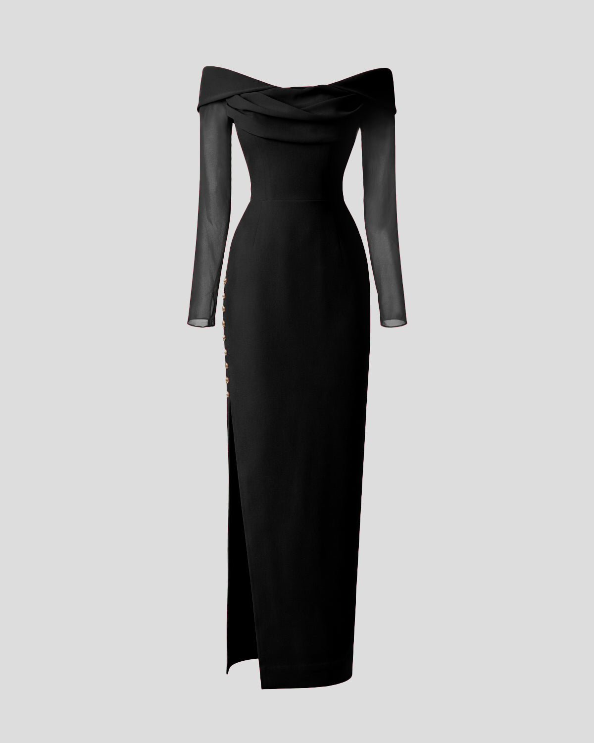 Halsey Dress in black Cady Frisottino and Silk Georgette
