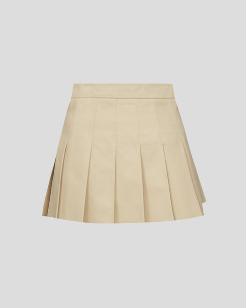 Hovel skort with sculptural pleats in cotton drill