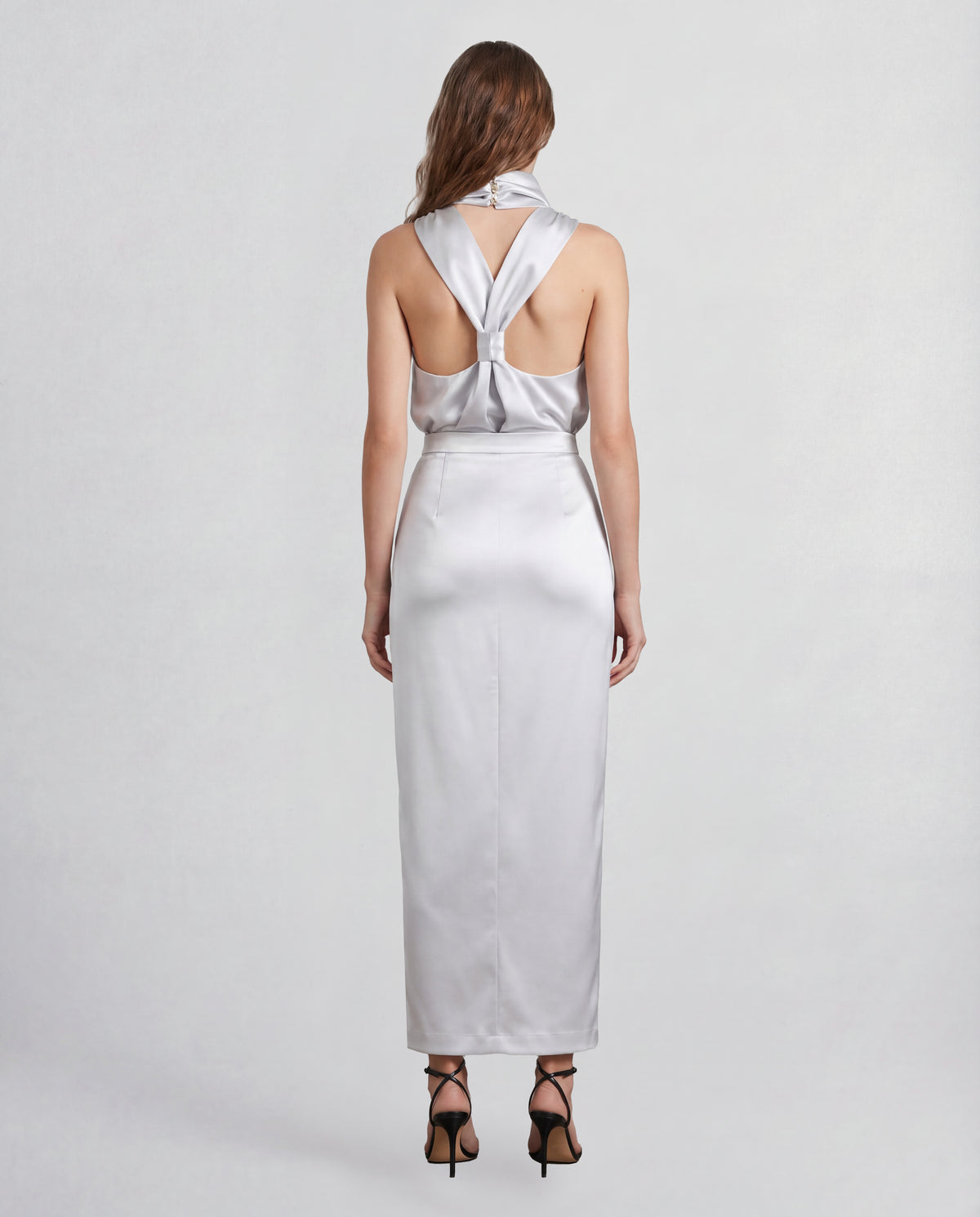 Innamorato Blouse in pearl grey Cady Satin