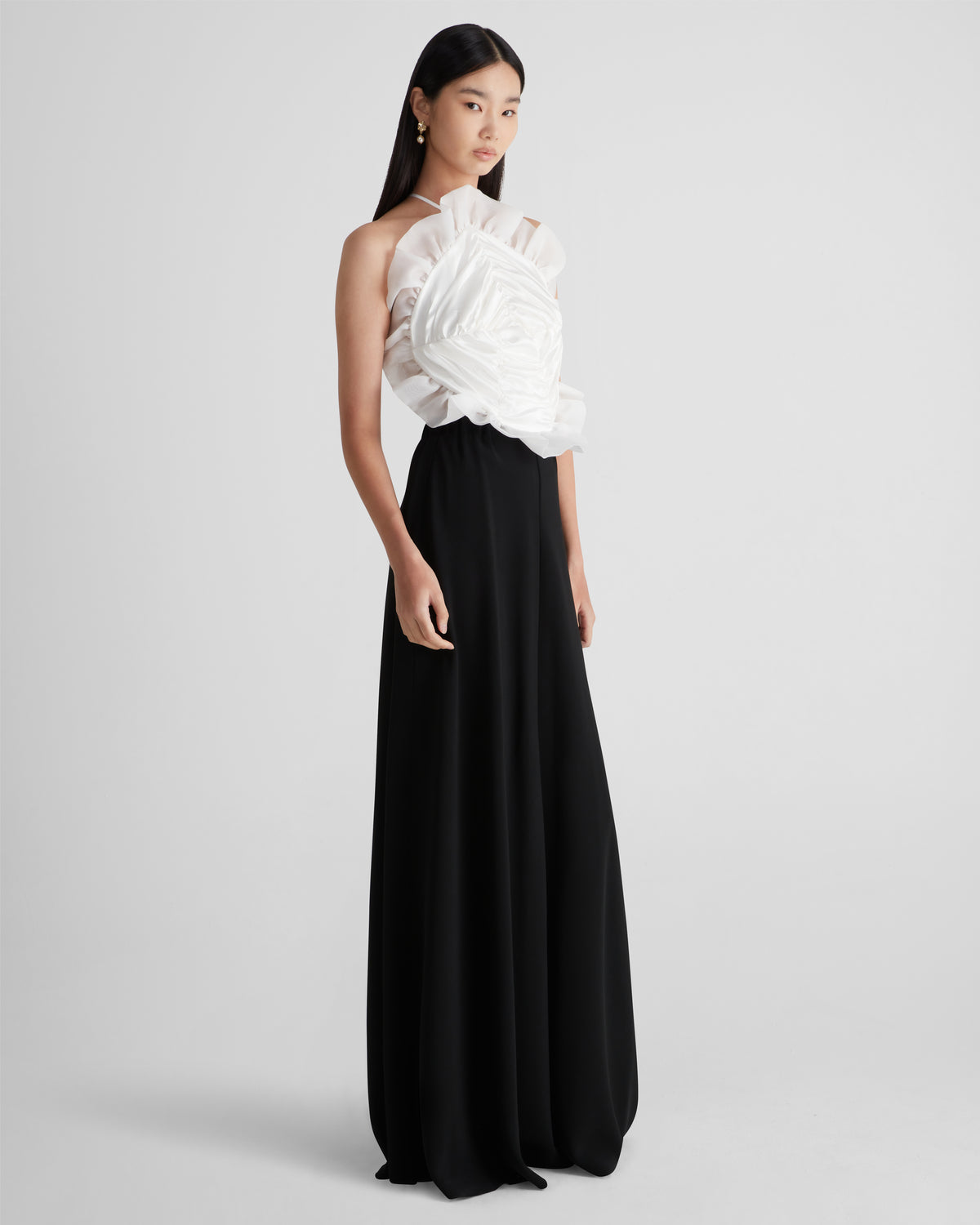 June 22 Gown in black and ivory Silk Satin, Silk Organza and Cady Frisottino