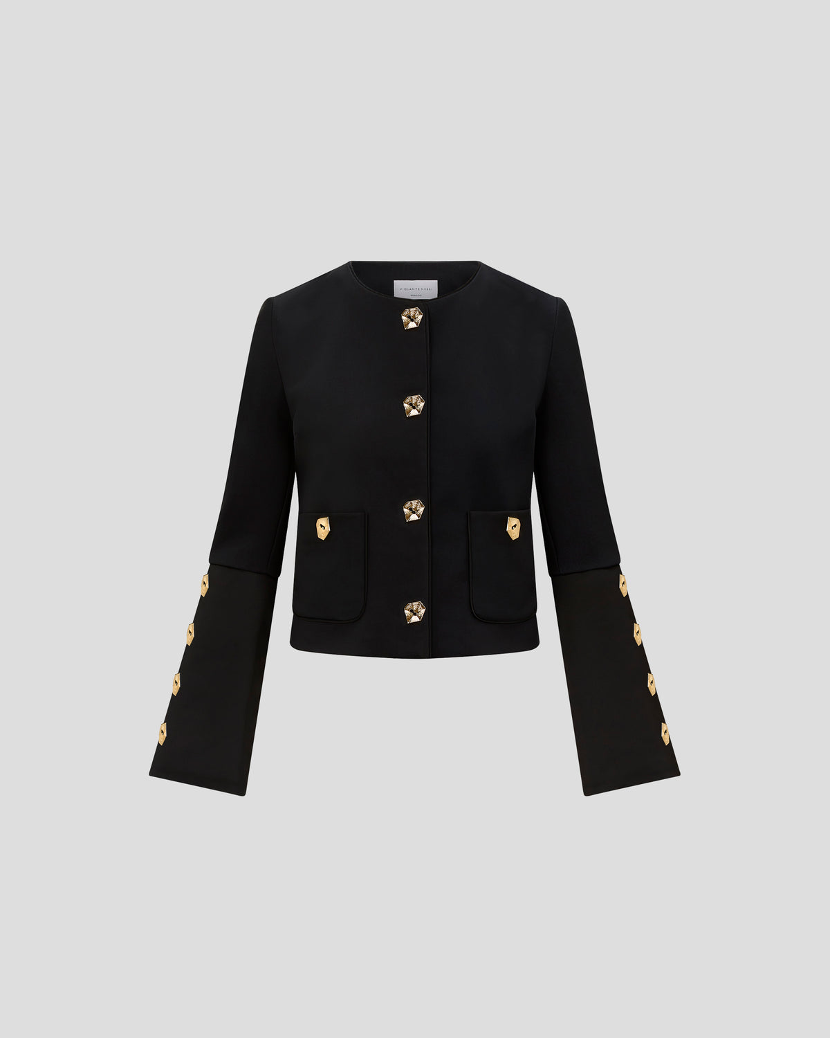 Kelly jacket in crepe wool with sculptural shoulders