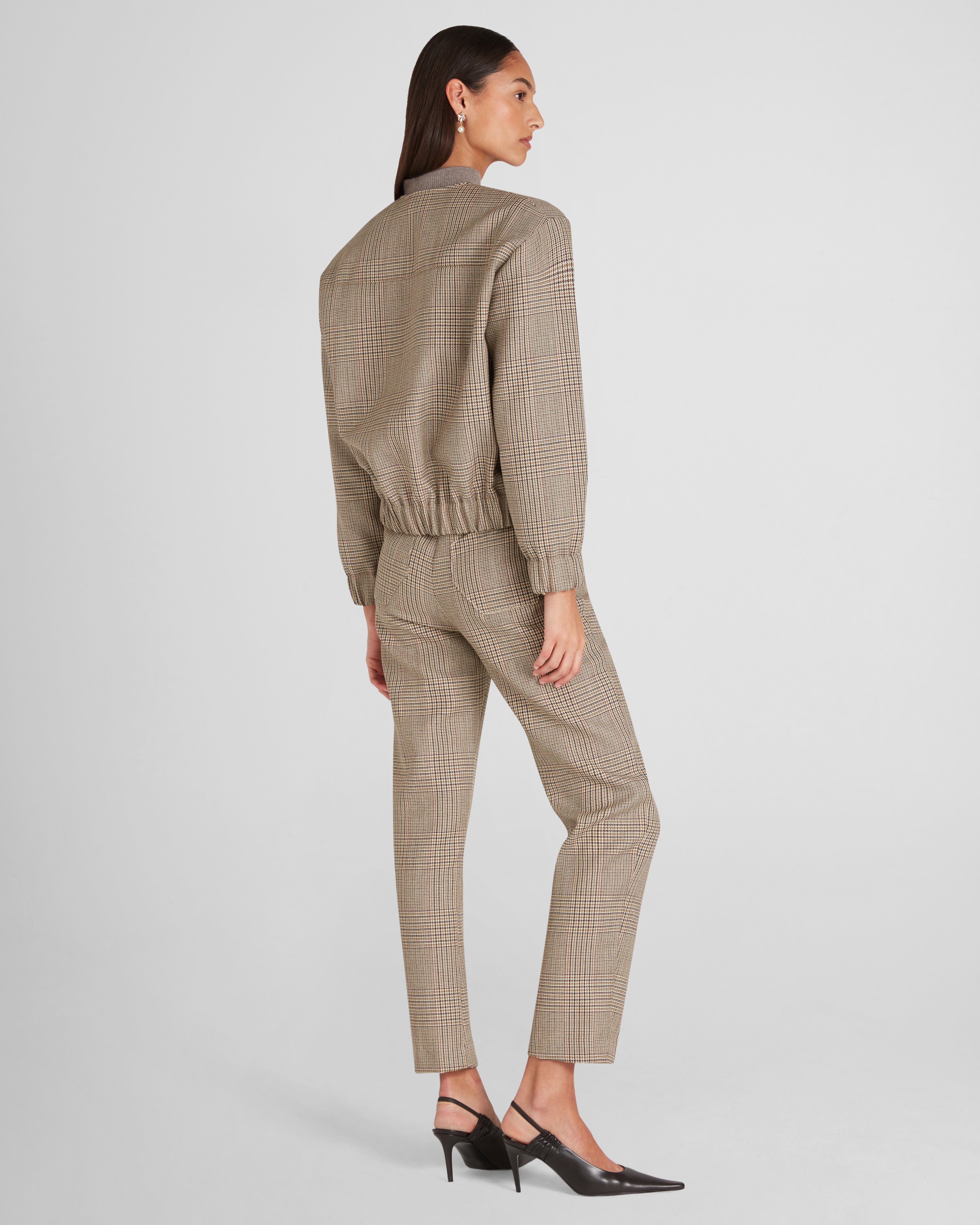 Kelly Bomber Jacket Sculpted Wool Houndstooth