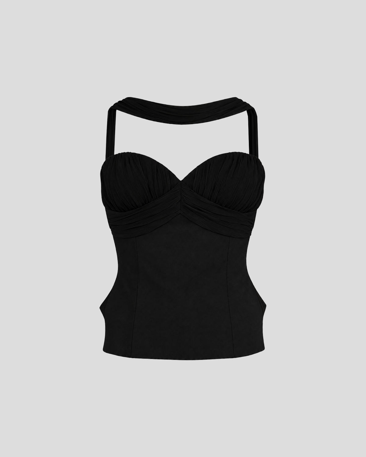 Kline Top in black Silk Creponne and Wool Crepe