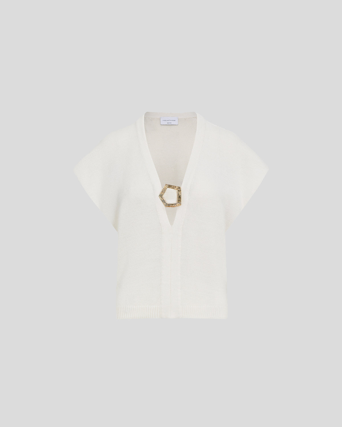 Kooning Knit Top V-Neck Gold Buckle
