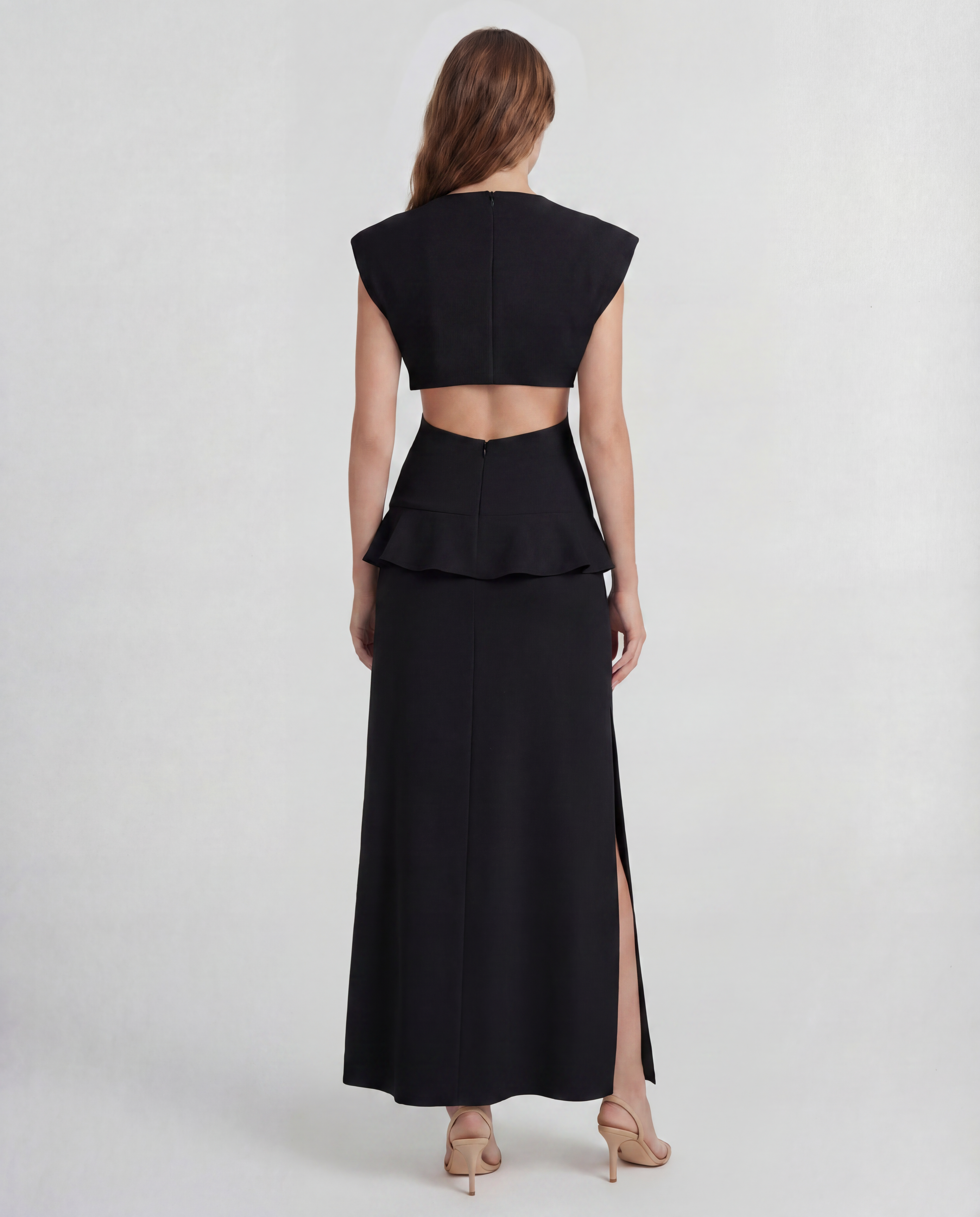 Leonida dress in exquisite cady with precise cut-outs