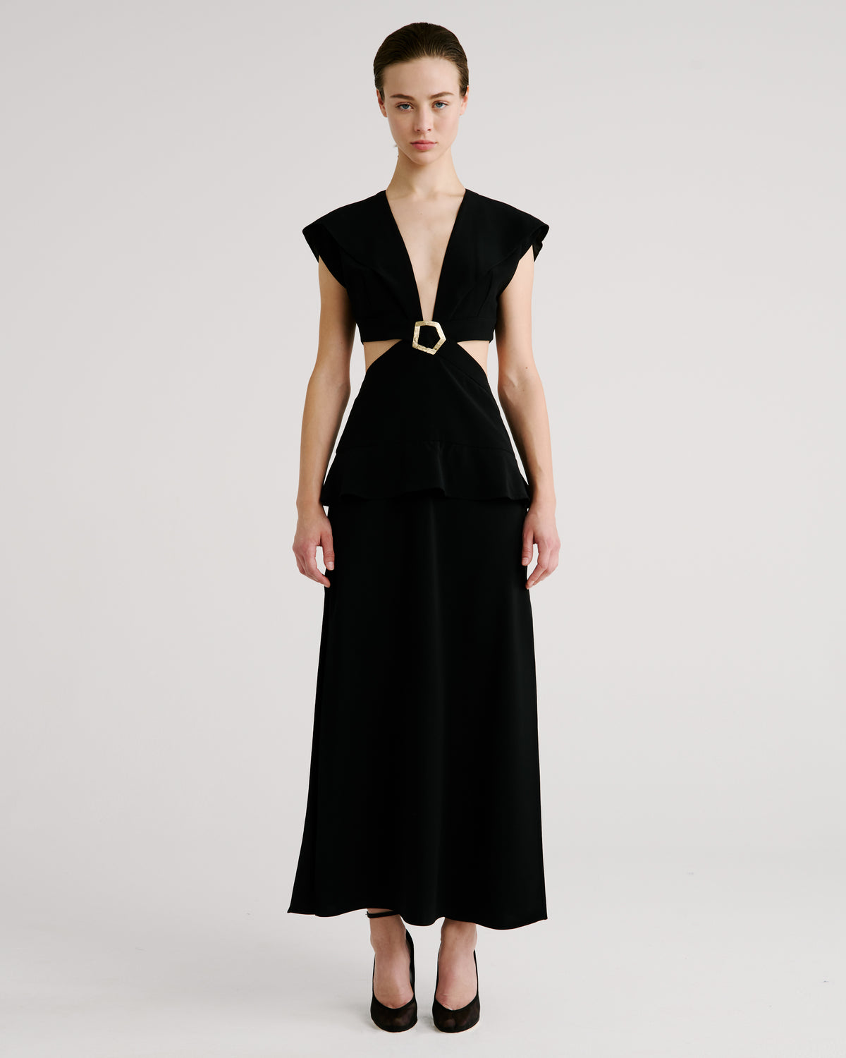 Leonida Dress in black Cady
