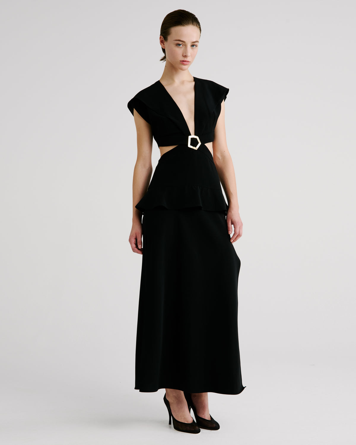 Leonida Dress in black Cady