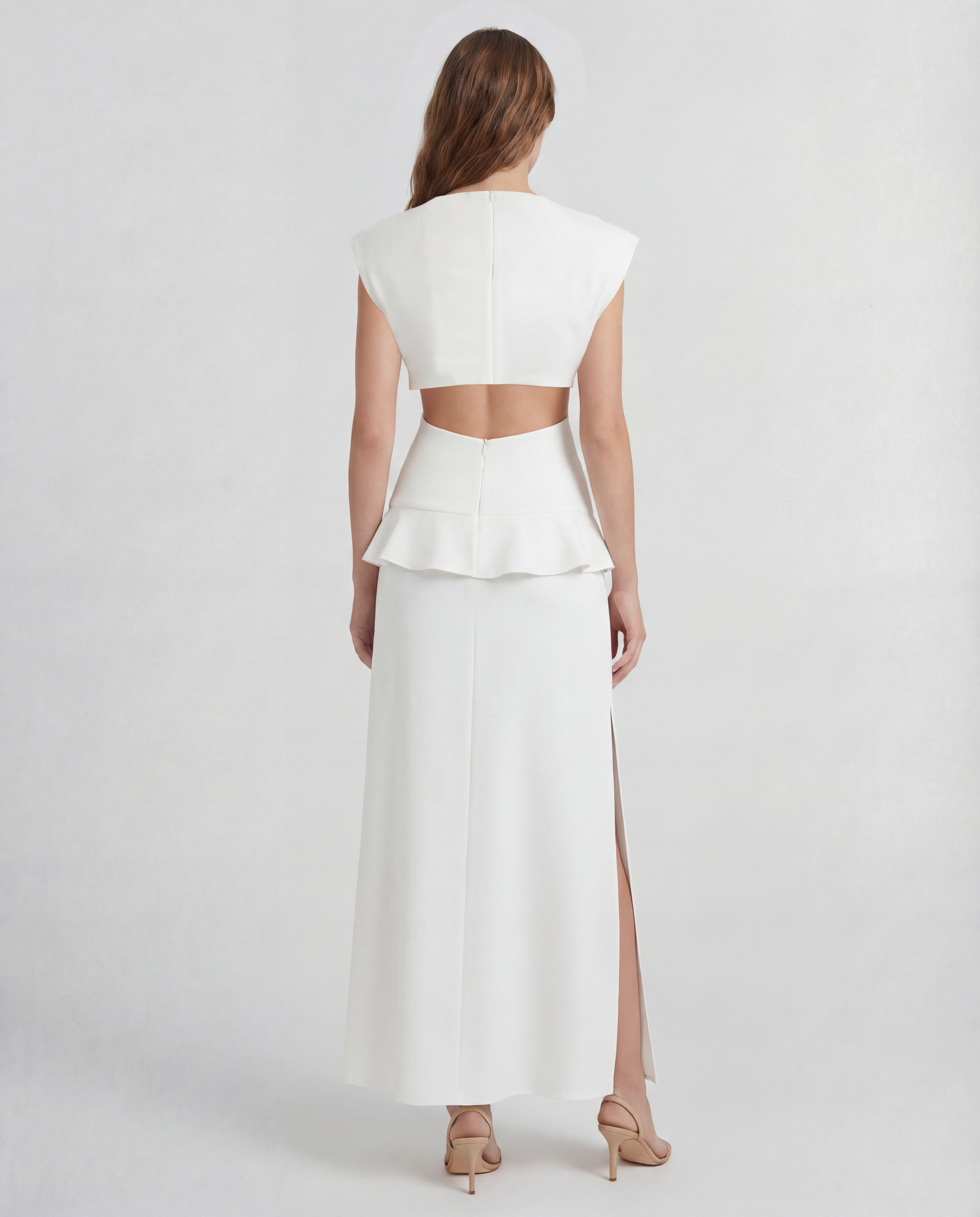 Leonida dress in exquisite cady with precise cut-outs