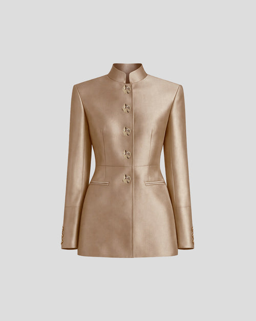 Lille jacket in silk mikado with a sculptural mock-neck
