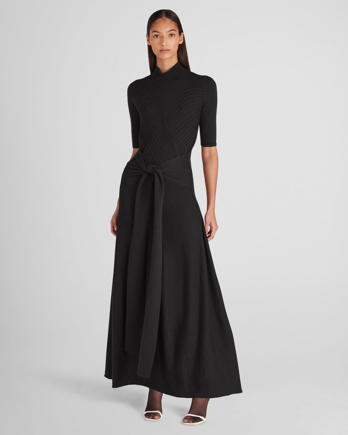 Takashi dress in Zegna merino wool with a sculptural knot