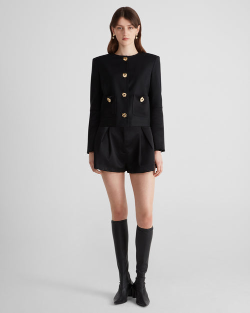 Kelly Jacket in black Wool Crepe and Cady Satin