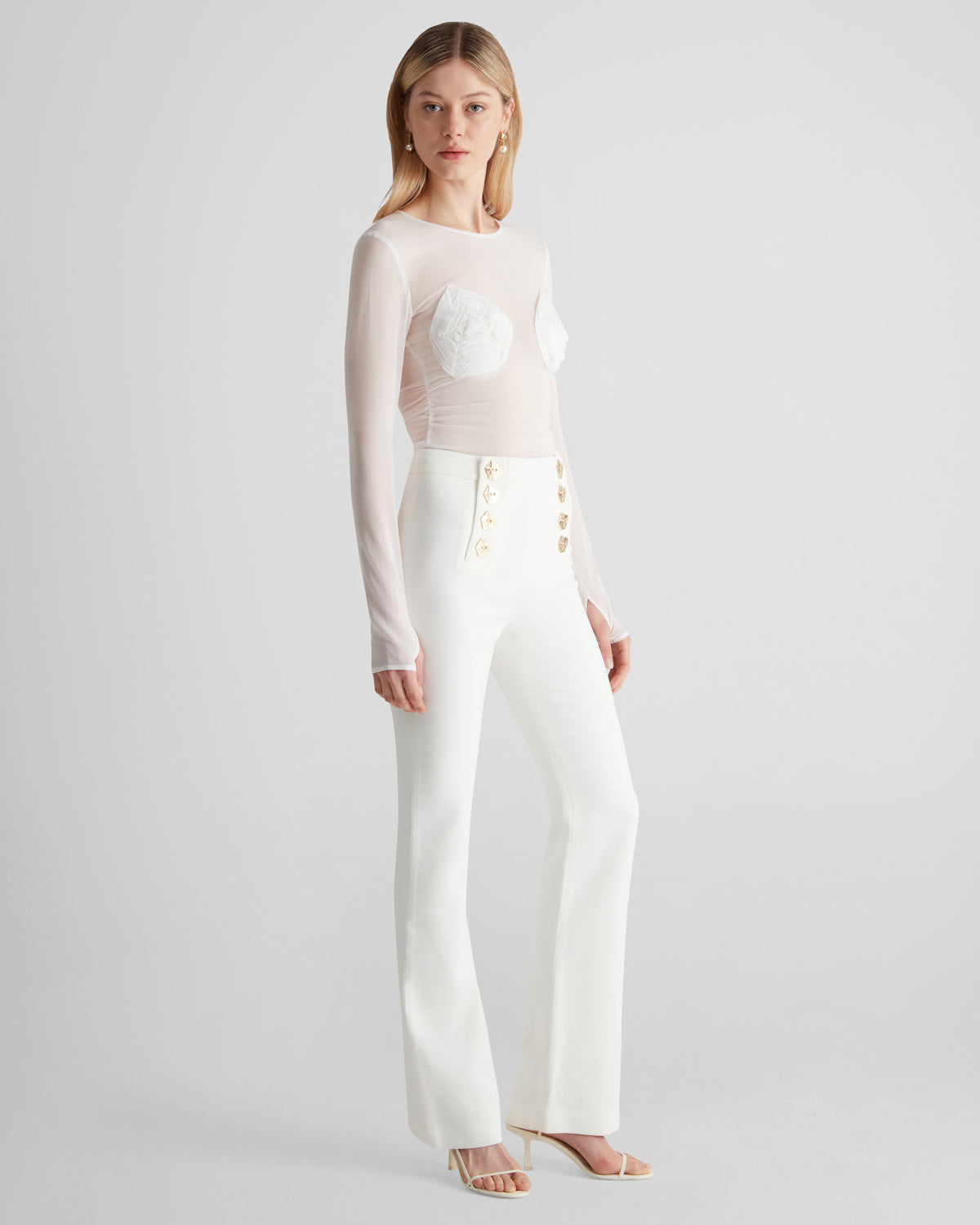 Doria Top in ivory Stretch Silk Georgette