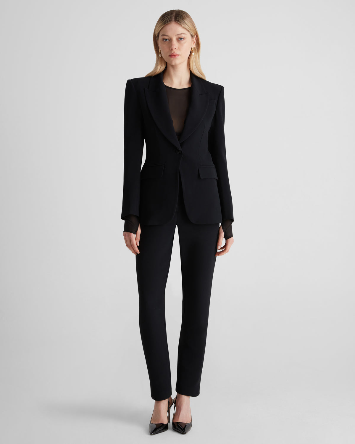 Hosaka blazer with sculptural shoulders and notch lapels