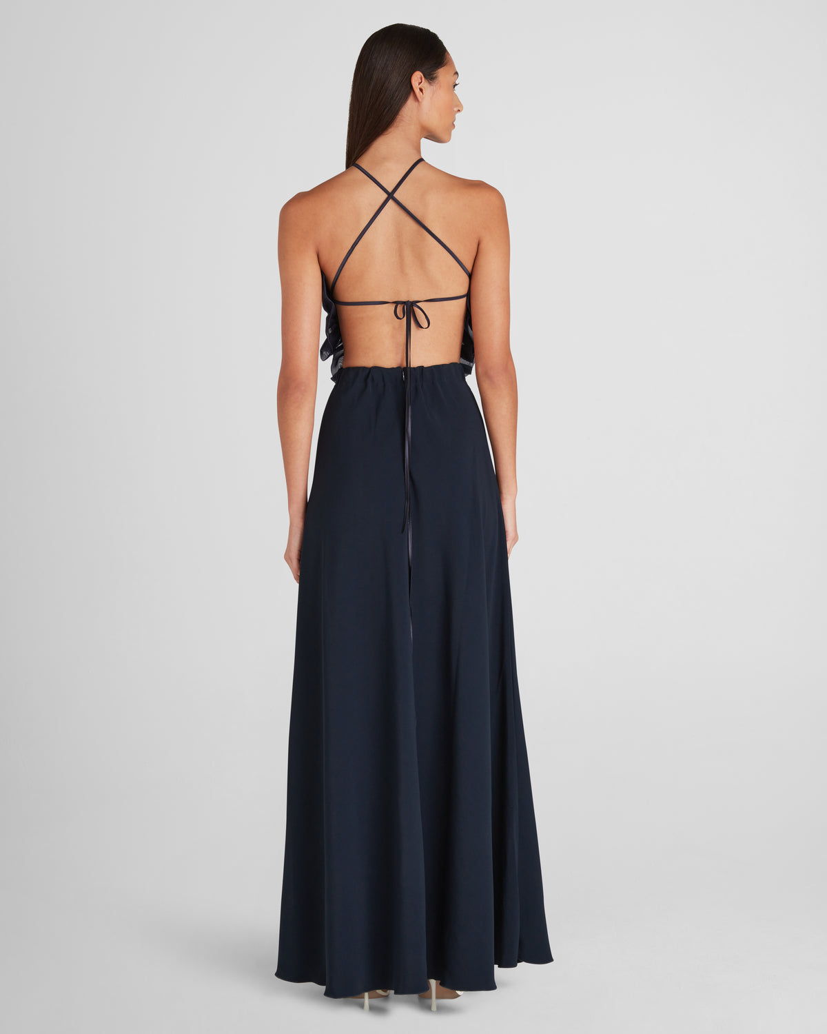 June 22 Gown in blue Silk Satin, Silk Organza and Cady Frisottino