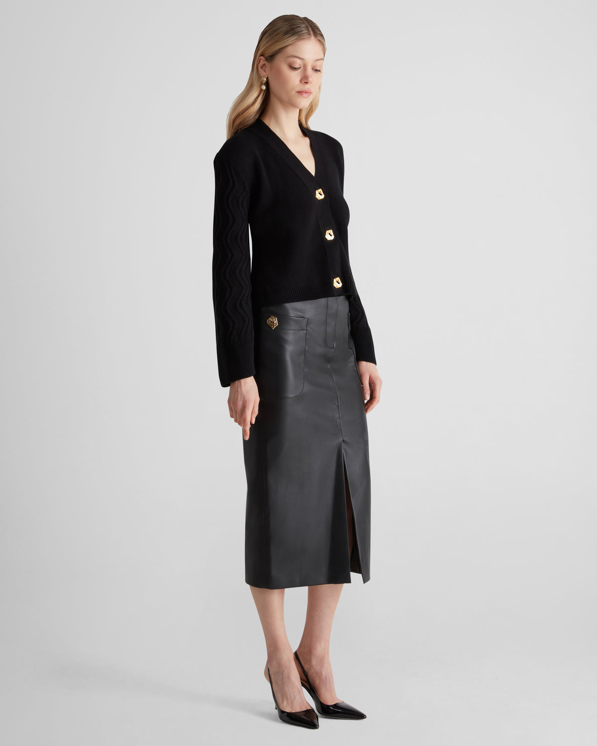 Wei Wei Knit Cardigan in black Cashmere and Cotton