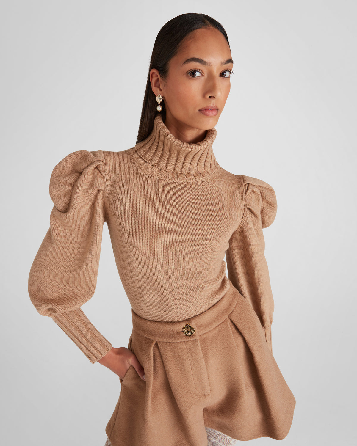 Georgia Knit Sweater in camel Zegna Cashwool® Merino Wool