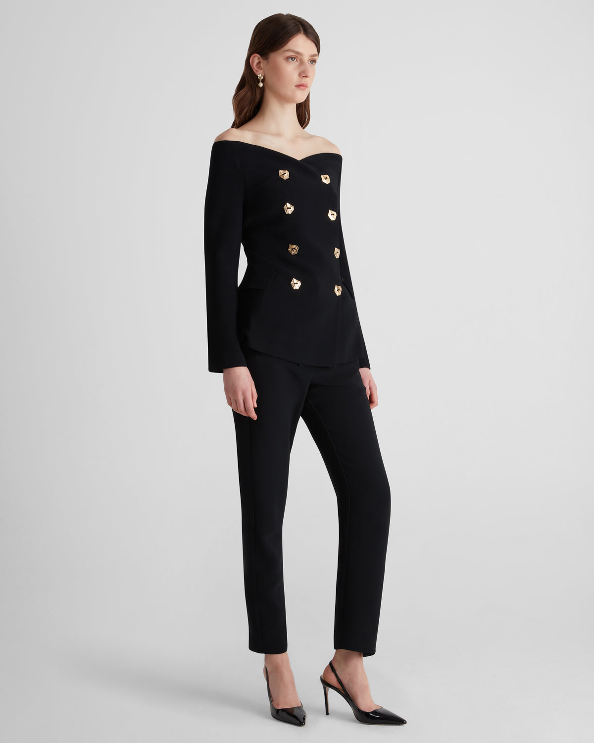 Vivanti Blouse in black Wool Crepe