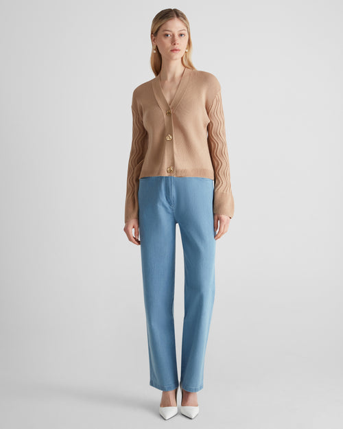 Wei Wei Knit Cardigan in beige Cashmere and Cotton