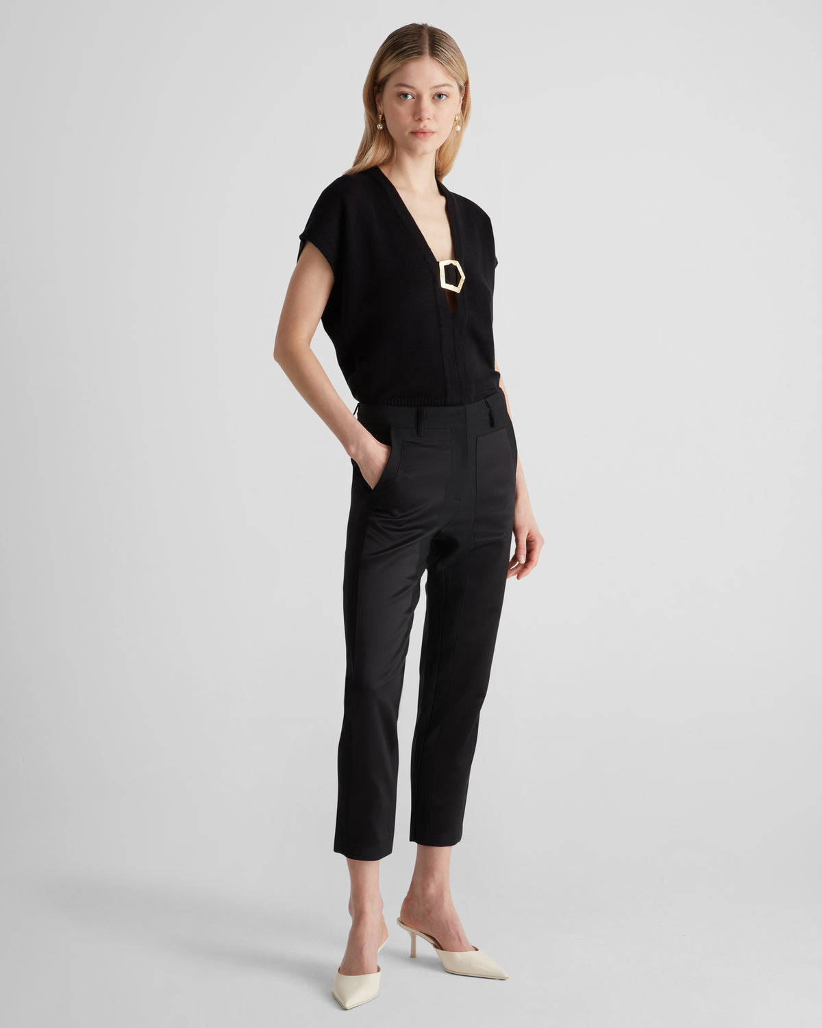 Kooning Knit Top in black Cashmere and Cotton