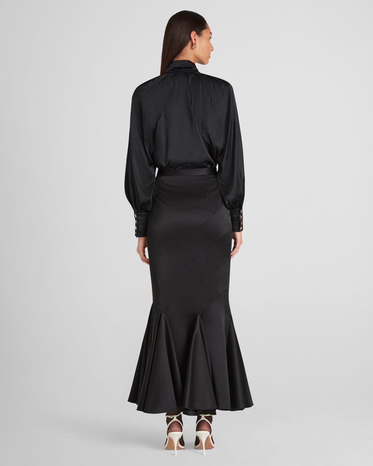 Gentileschi Skirt in black Cady Satin
