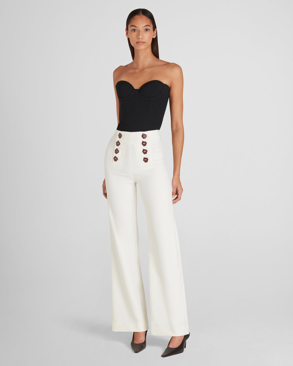 Davinhor trousers with a sculptural high-rise flared leg
