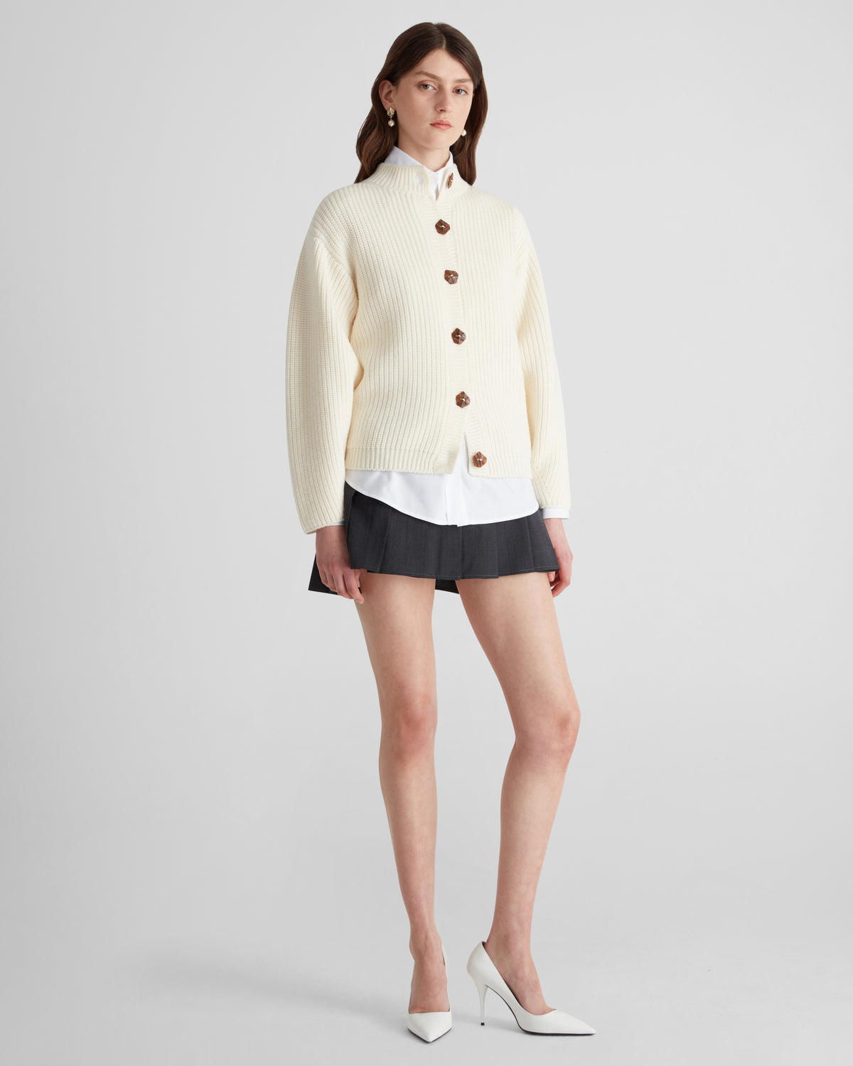 Mario Knit Cardigan in ivory Zegna Cashwool® Merino Wool