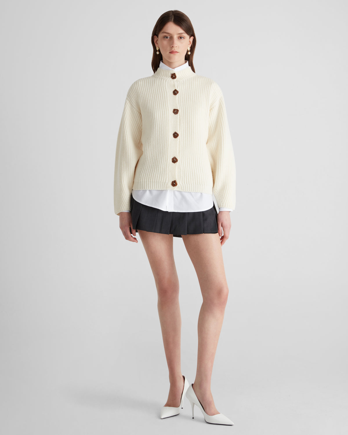 Mario Knit Cardigan in ivory Zegna Cashwool® Merino Wool