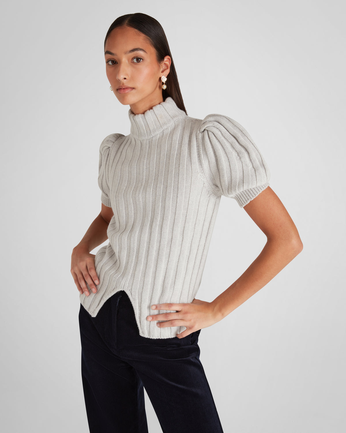 Riley Knit Sweater in feather grey Zegna Cashwool® Merino Wool