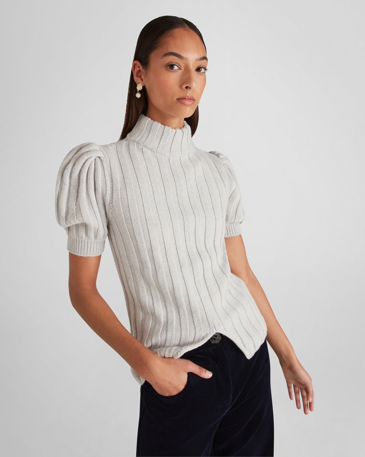 Riley Knit Sweater in feather grey Zegna Cashwool® Merino Wool