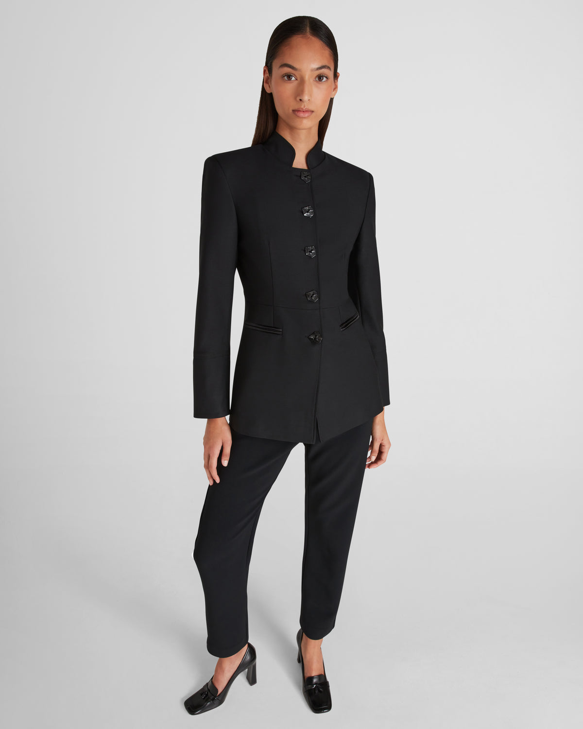 Lille Jacket in black Wool Crepe