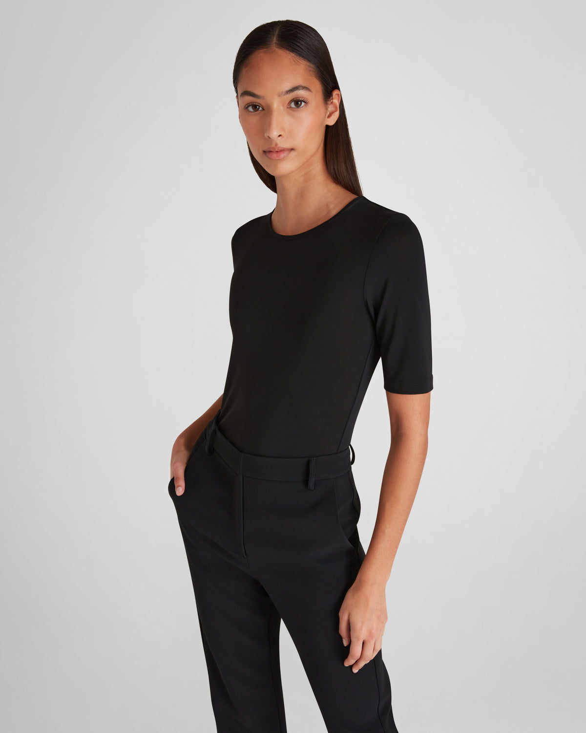 Esser Top in black Silk Jersey Sontuoso