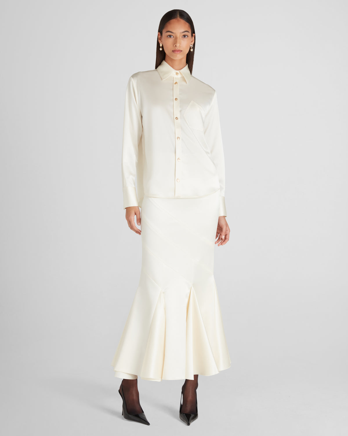 Violi Blouse in ivory Cady Satin