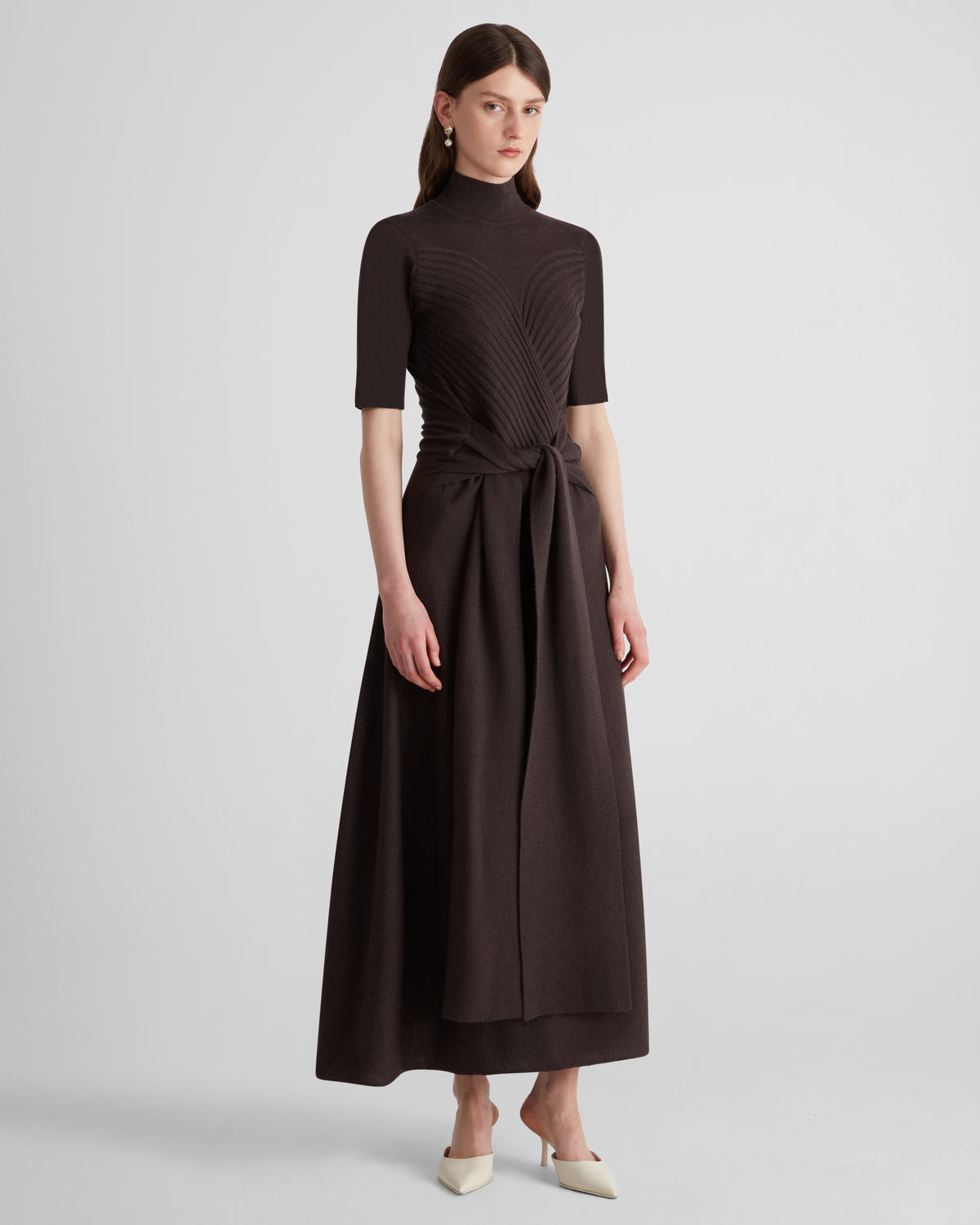 Takashi Knit Dress in brown Zegna Cashwool® Merino Wool