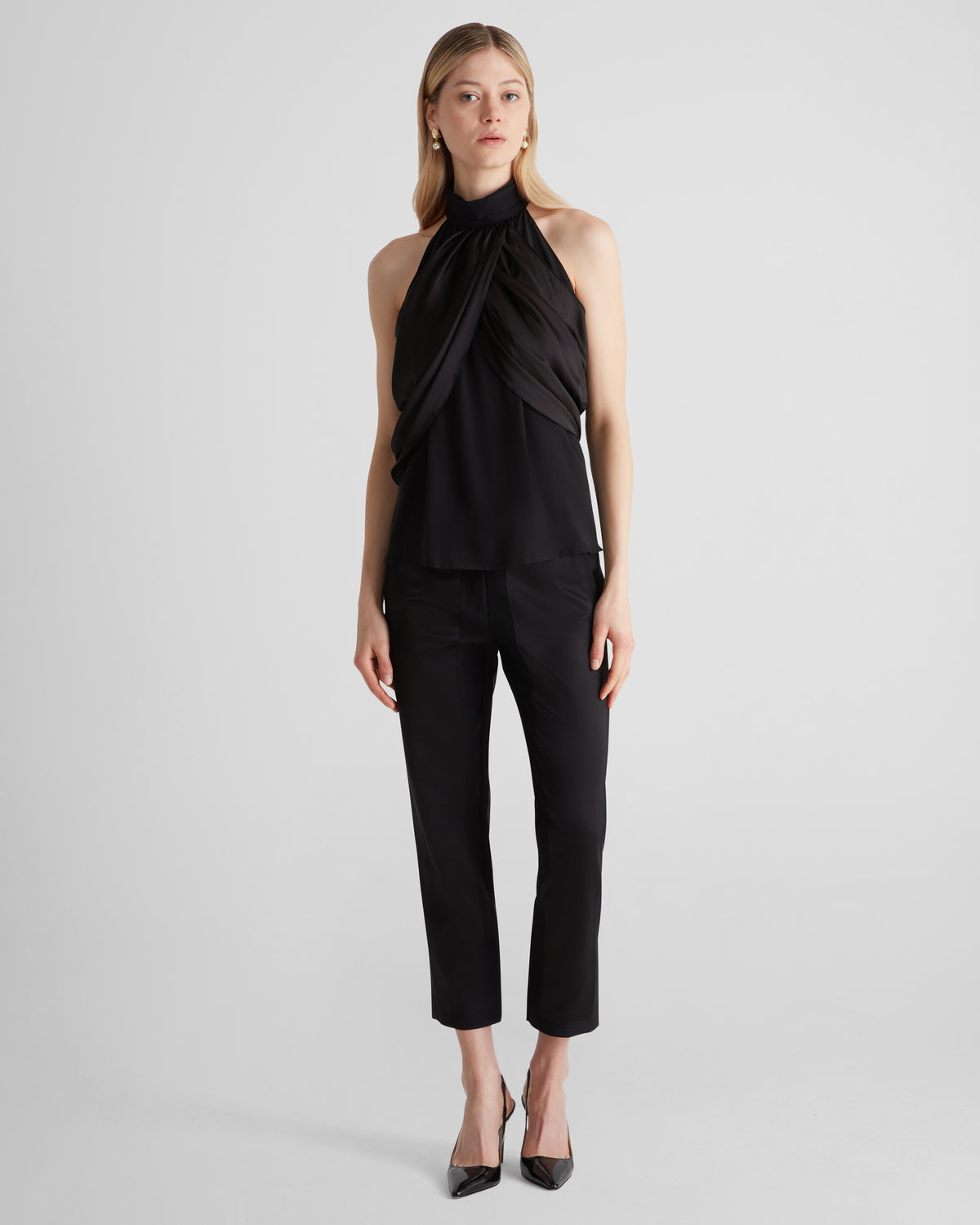 Vasari silk halterneck top with Intentional Form