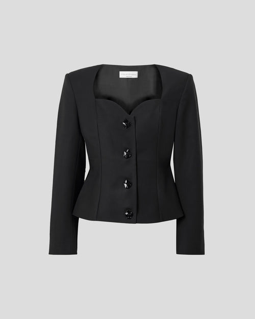 L'Eclaireur blouse in sculptural wool with sweetheart neck
