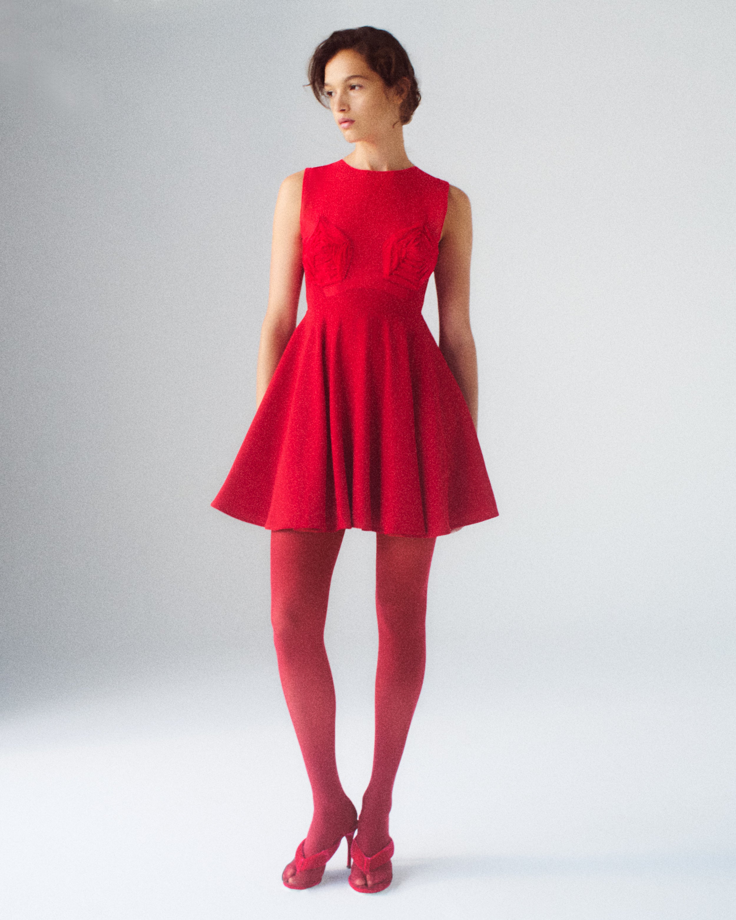 Grosse Dress in red Silk Georgette and Sable Cady