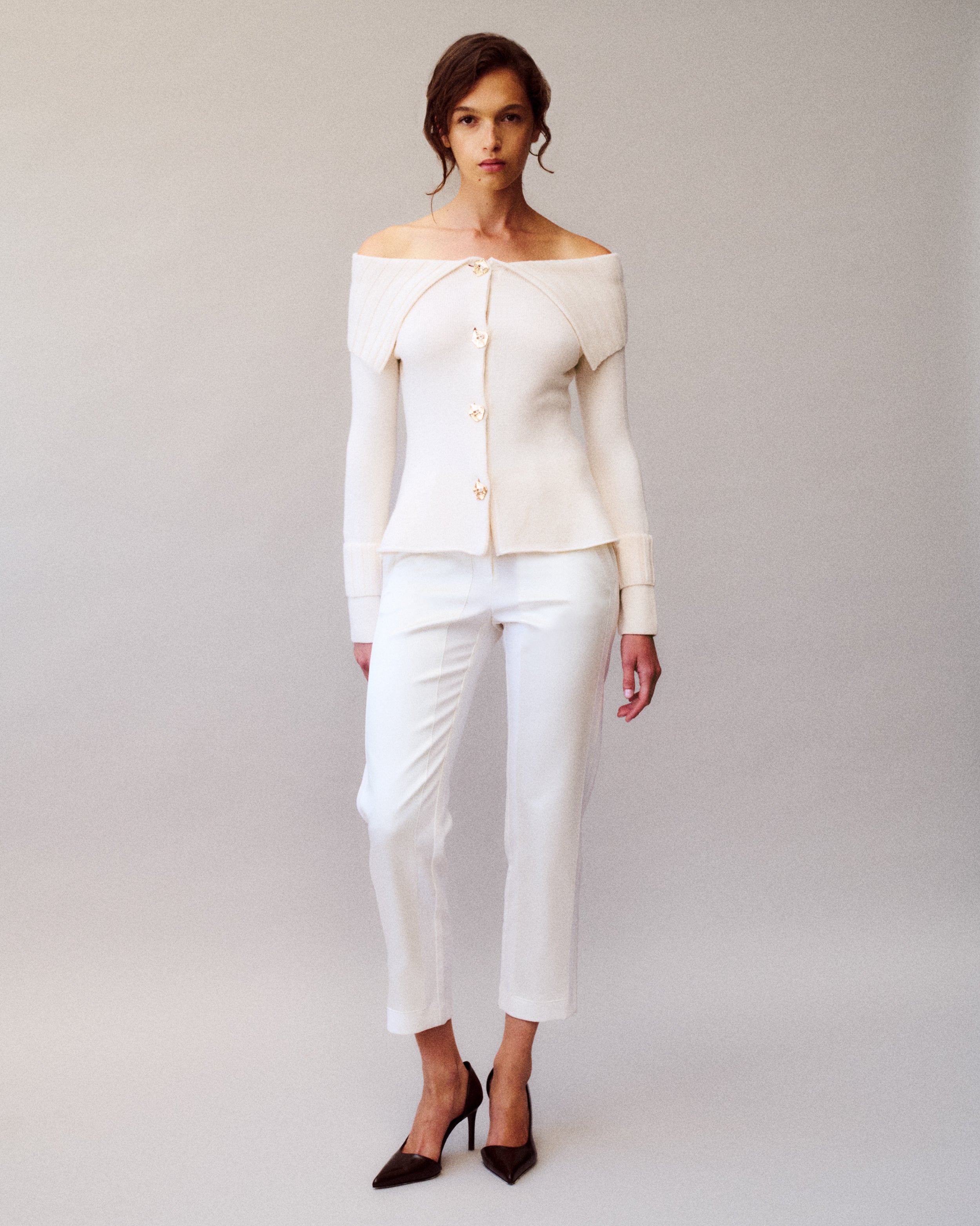 Pope Knit Cardigan in ivory Zegna Cashwool® Merino Wool
