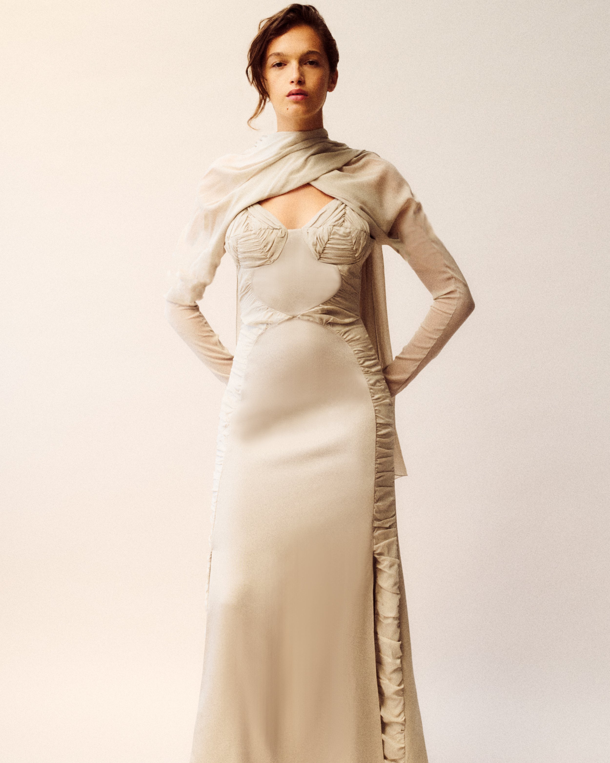Tetsuya Dress in taupe Sable Cady