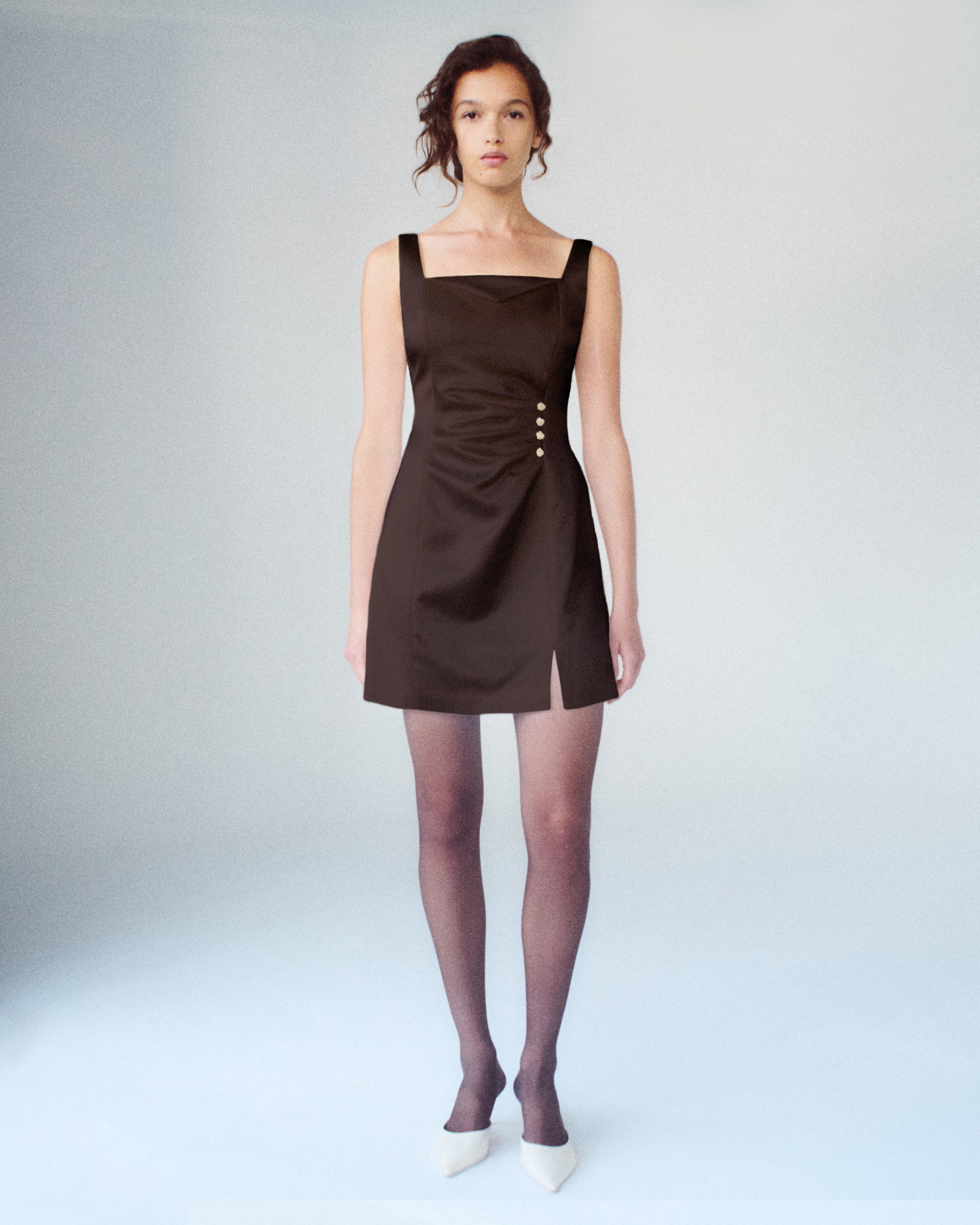 Carsten Dress in brown Cady Satin