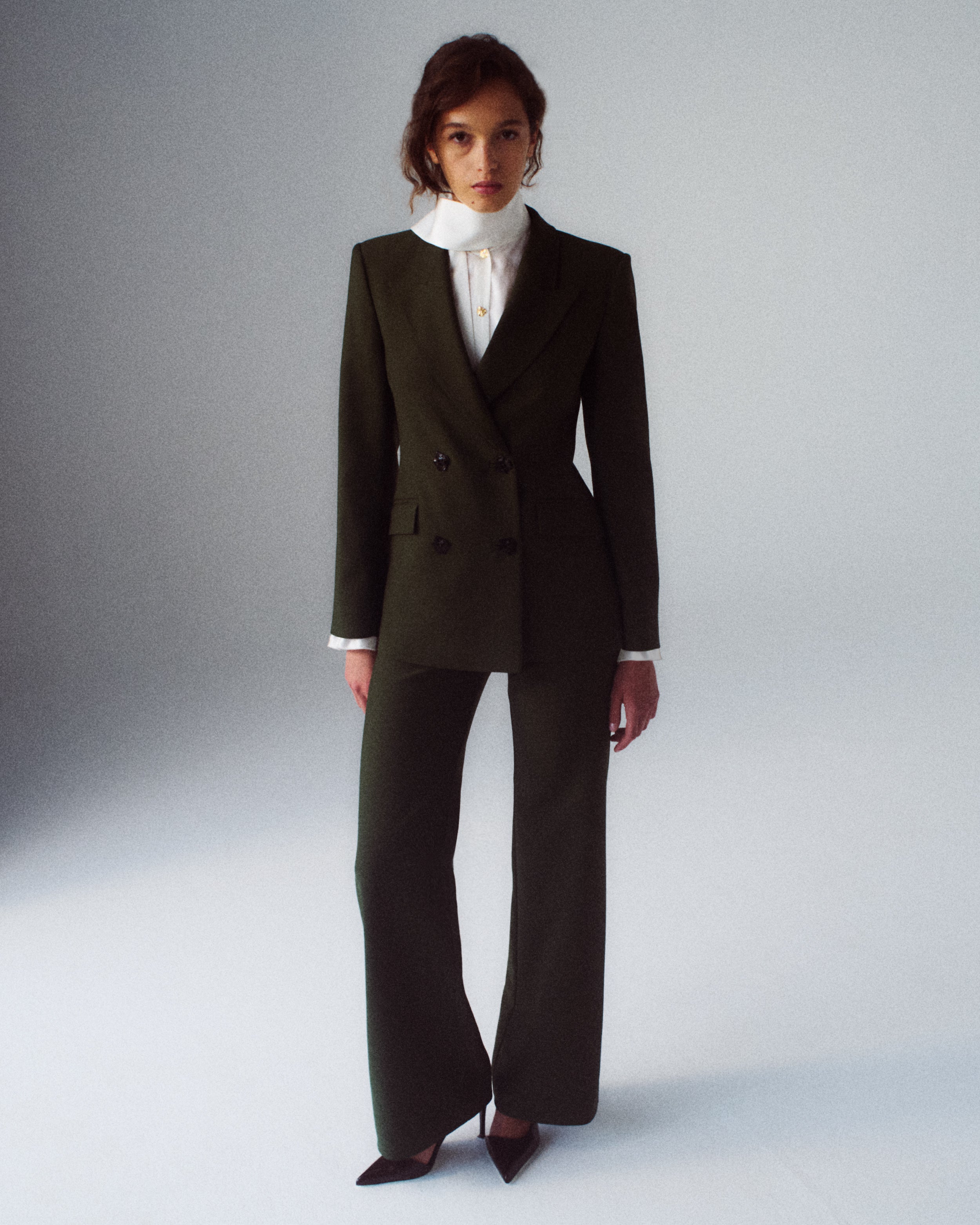 Francis Trousers in green Wool Crepe