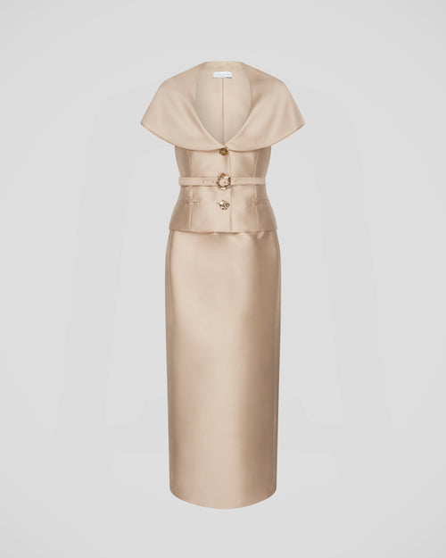 Manuela silk mikado tuxedo dress of structured intent