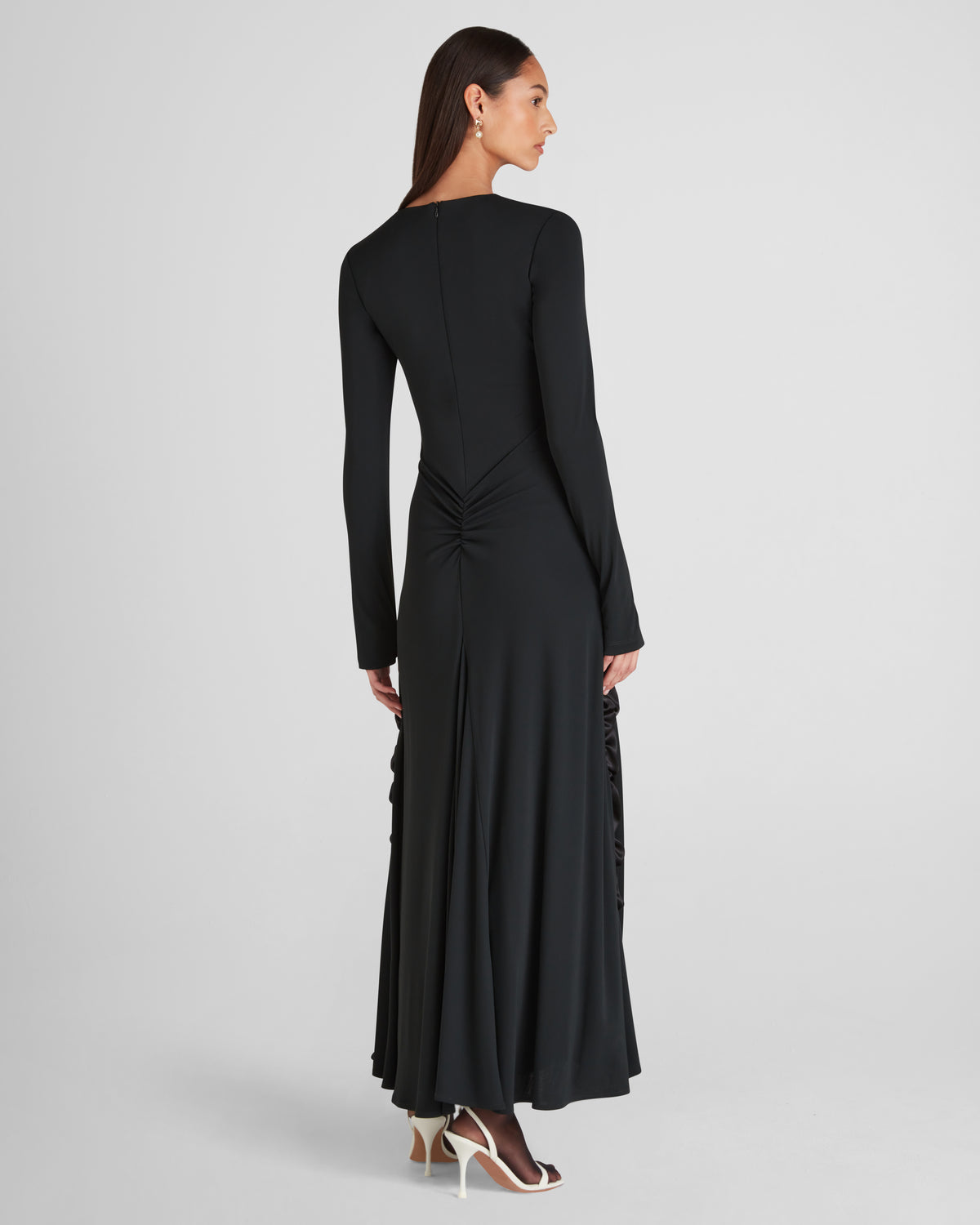 Mengoni Dress in black Crepe Jersey and Silk Satin