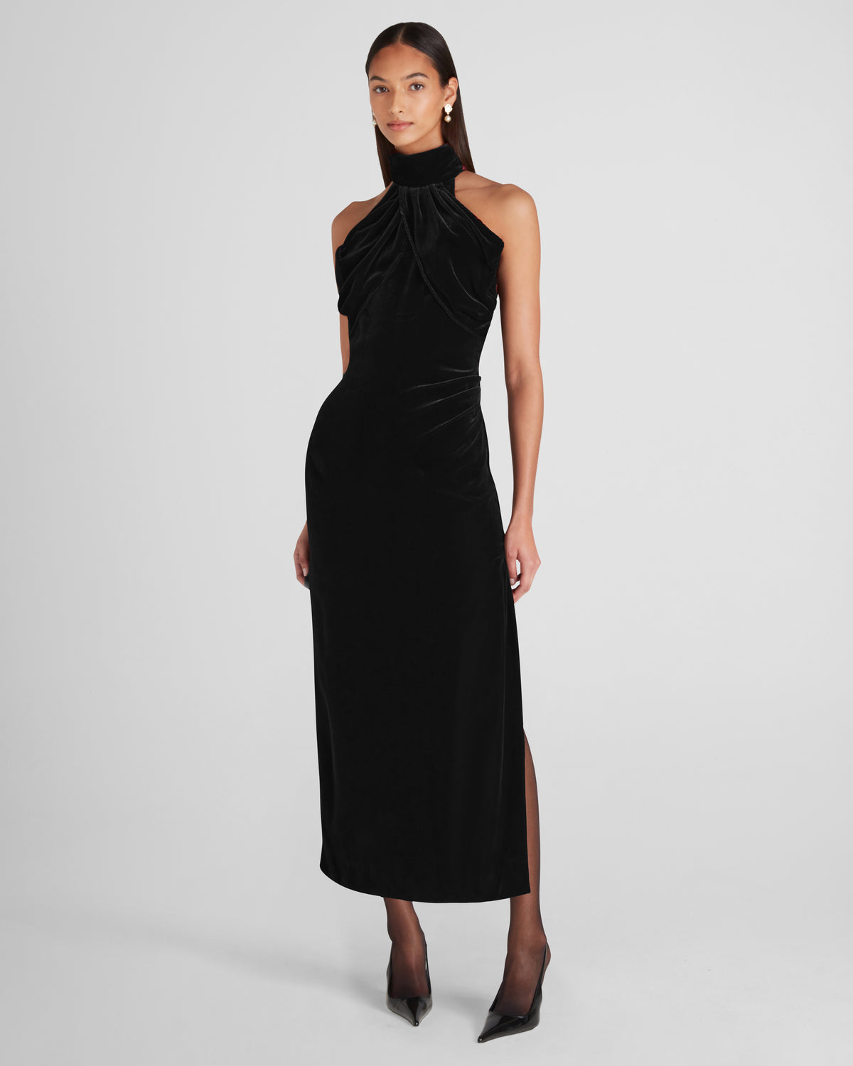 Merisi Dress in black Silk Velvet